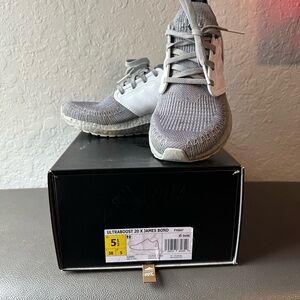adidas Grey and White Knit Running Sneakers